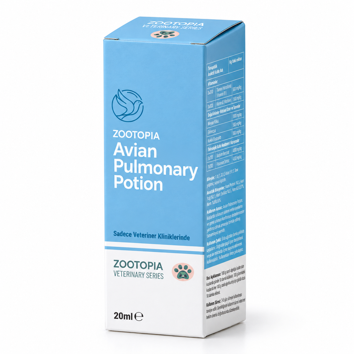 Kuşlar için Solunum Sistemi Desteği -Zootopia Avian Pulmonary Potion 20 ml