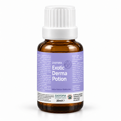 Kuş, tavşan ve hamsterlerde deri, tüy ve kıl desteği - Zootopia Exotic Derma Potion 20 ml