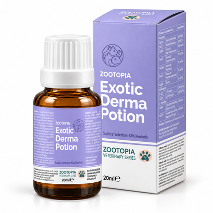 Kuş, tavşan ve hamsterlerde deri, tüy ve kıl desteği - Zootopia Exotic Derma Potion 20 ml