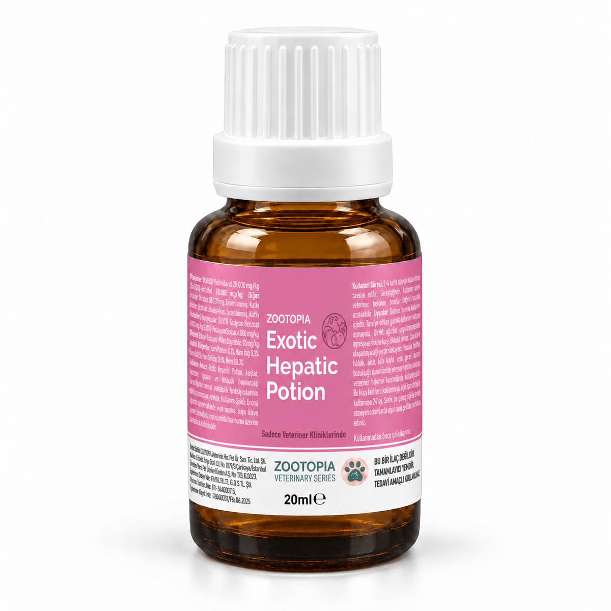 Kuş, Hamster, Tavşan ve Su Kaplumbağaları için Karaciğer Fonksiyon Desteği - Zootopia Exotic Hepatic Potion 20 ml
