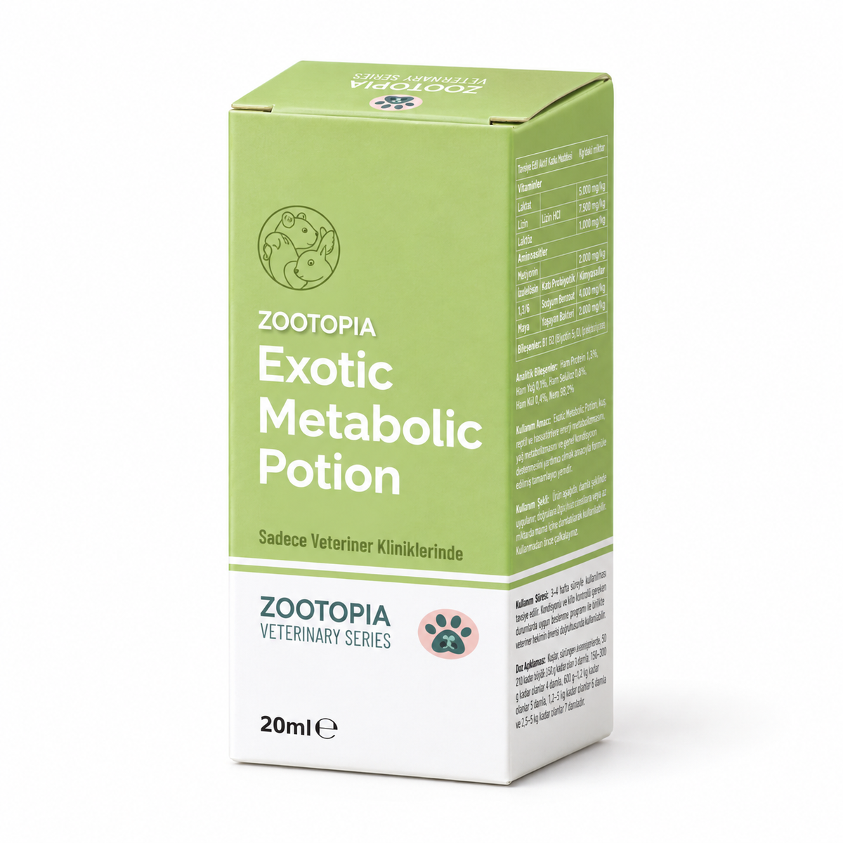 Kuş, Hamster, Tavşan ve Su Kaplumbağaları için Metabolik Fonksiyon Desteği - Zootopia Exotic Metabolic Potion 20 ml