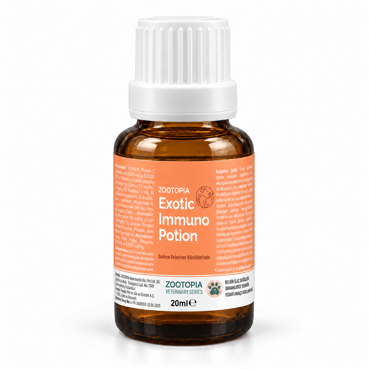 Kuş, Hamster, Tavşan ve Su Kaplumbağaları için Bağışıklık Sistemi Desteği - Zootopia Exotic Immuno Potion 20 ml